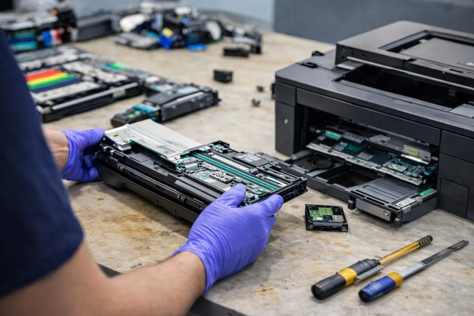 Printer qismlarini demontaj qilish va ta’mirlash jarayoni