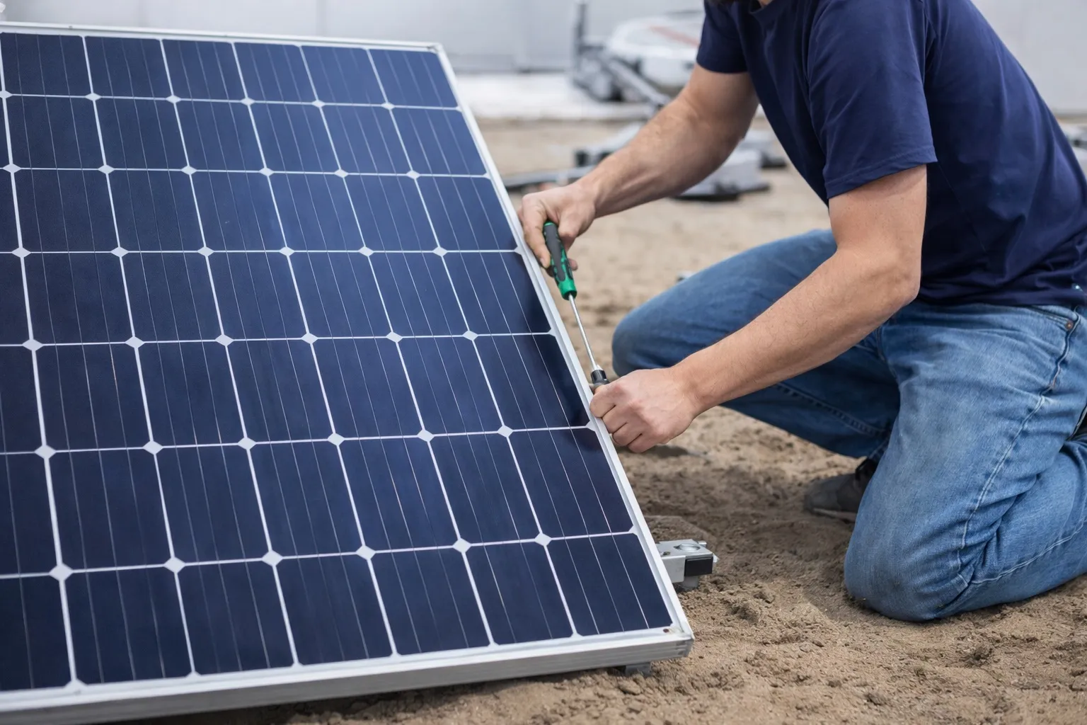 Quyosh panelini mahkamlash va o‘rnatish jarayoni